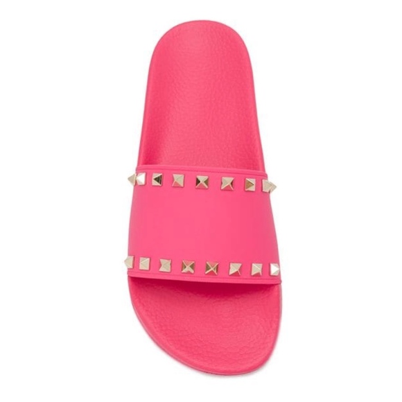 Valentino Shoes - New Valentino Rockstud Pool Slides Pink SZ 35